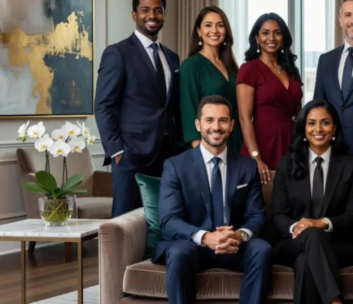Callvoroo Events leadership team at a luxury casino-style event