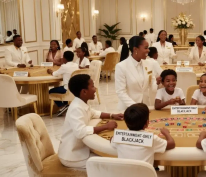 Families enjoying entertainment-only casino-style games together