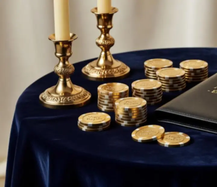 Luxury black-and-gold corporate event décor with casino-inspired styling